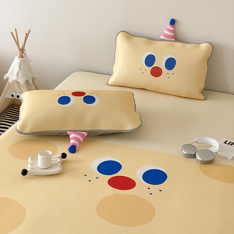 卡通风夏季凉感冰丝凉席三件套可爱印花床笠款1.8m可水洗空调软席