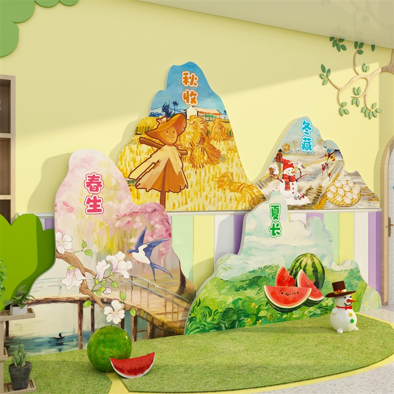 春夏秋收冬藏季天幼儿园墙面装饰环创主题成品托管班文化墙贴形象