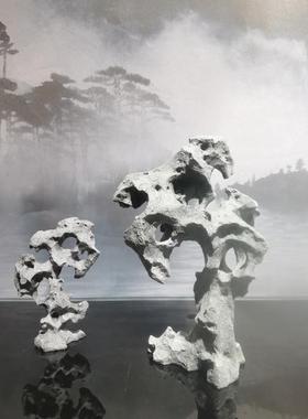 枯山水摆件 砂岩太湖石装饰摆台 居室玄关山石摆件桌面微景观摆景