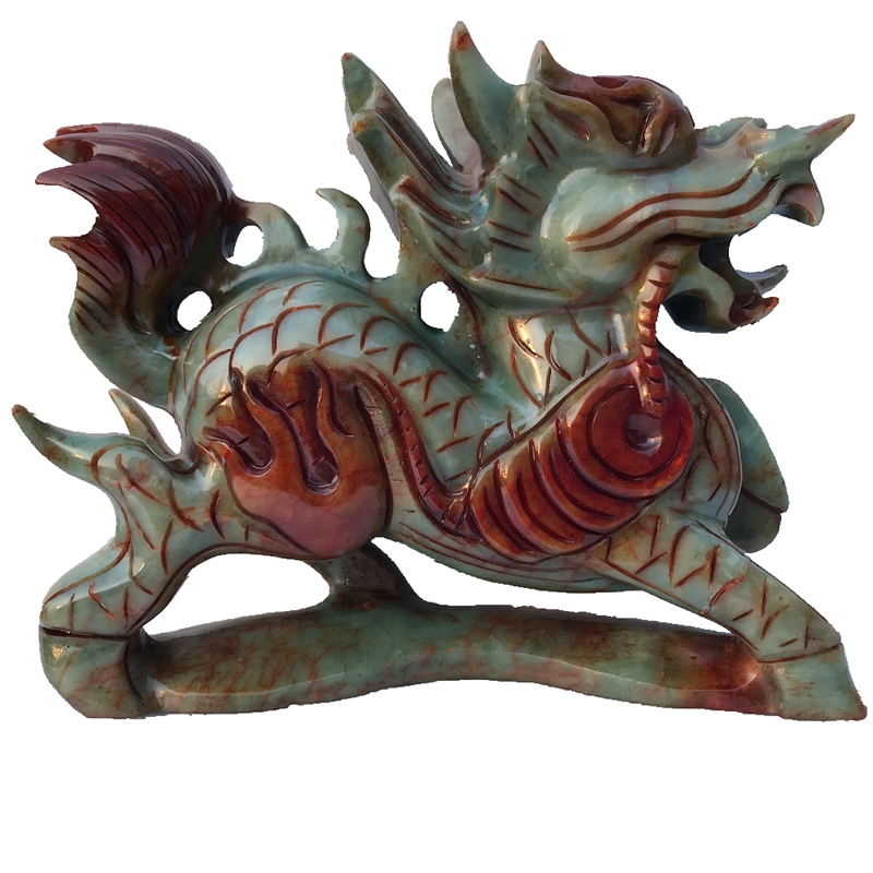 纯手工雕刻整块天然岫玉原石麒麟摆件一对家居客厅玄关吉祥物摆件