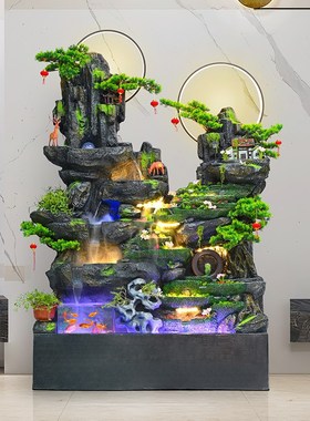 大型落地假山喷泉循环流水生财摆件生态缸客厅景观办公室装饰造景