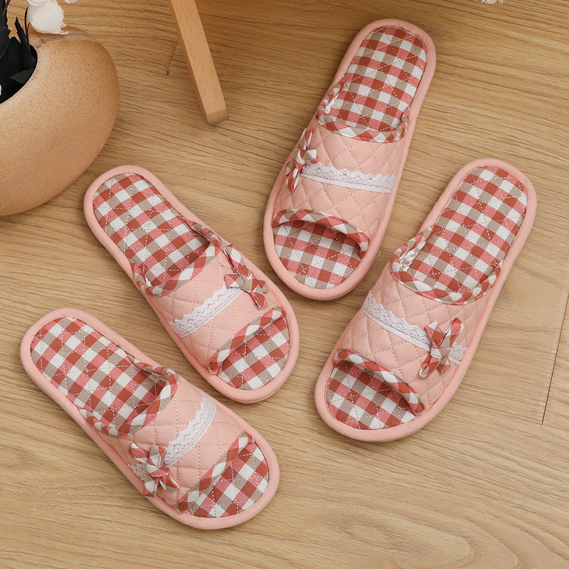 室内卧室布艺布底拖鞋女夏静音无声软底木地板防滑牛筋底四季家用