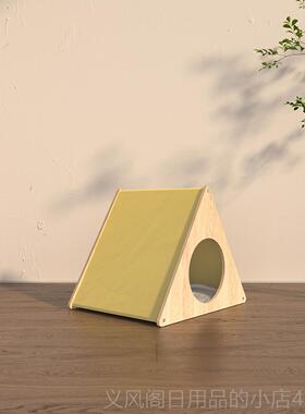 正品扑戏耍猫屋窝小木屋猫闭爬架猫半封四季通用猛可替换实木帐篷
