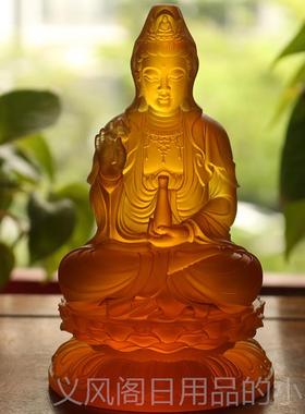 正品佛禅佛工艺术古玻璃观音菩萨像艺品汽车摆件乐家拜