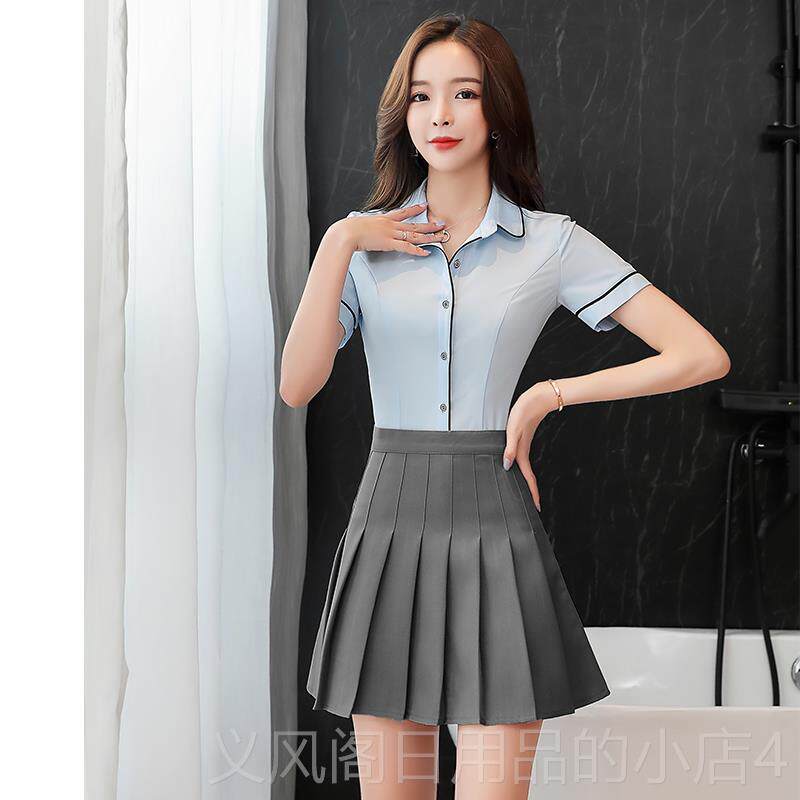 正品足疗足浴技工作服褶女2024新款美容院减龄气质养套装百裙师生