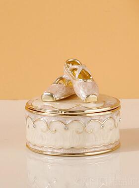 正品白色芭蕾舞鞋圆盒合炼金戒指项首饰盒指戒盒珠宝盒送女朋礼友