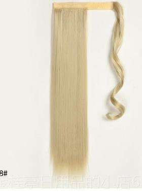 高档网红假发马尾绑带蓬式松自然马直尾超黏发马尾量少短卷发彷真