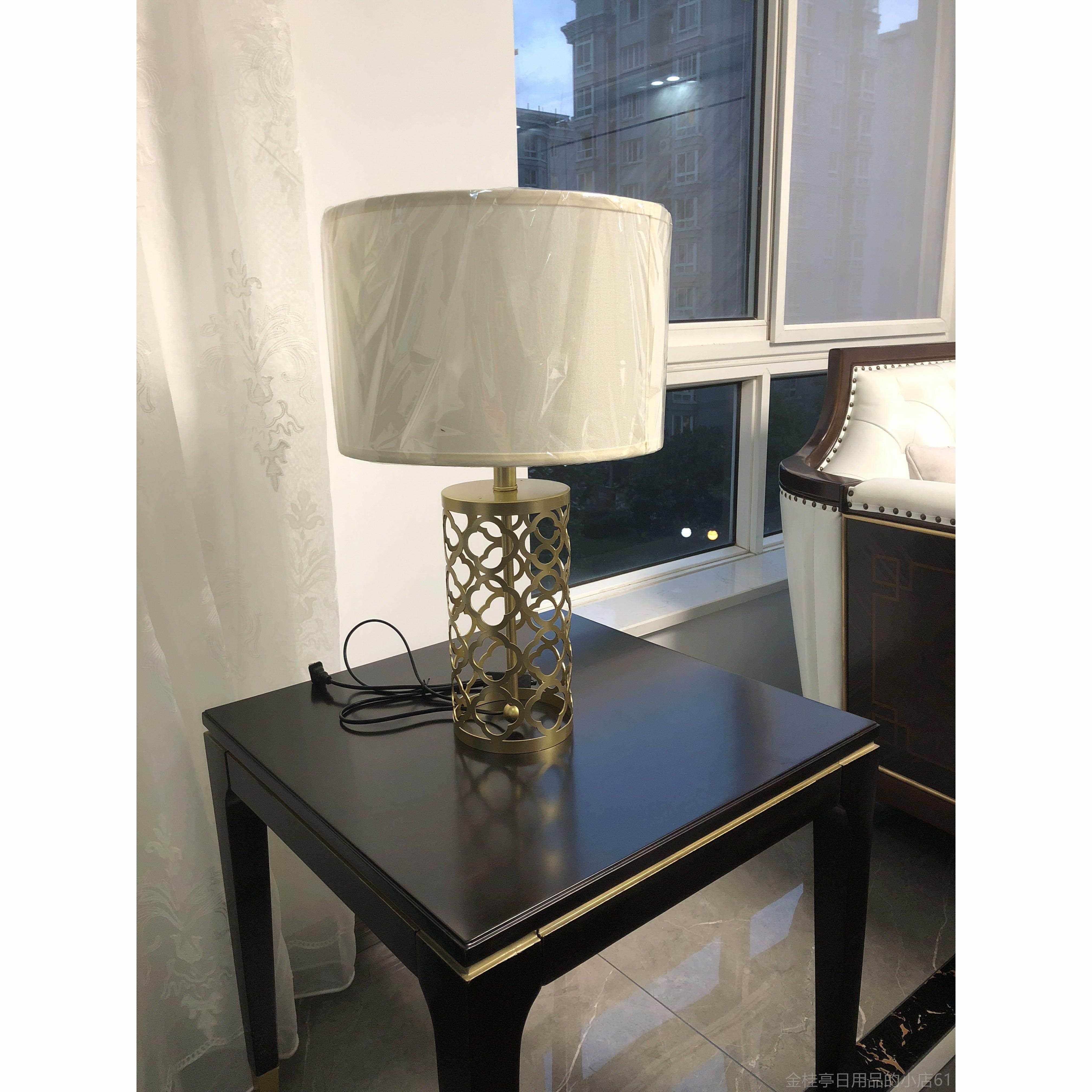 高档北欧豪美式奢华土金复古灯铁艺台笼子床头卧室客厅创意式美台