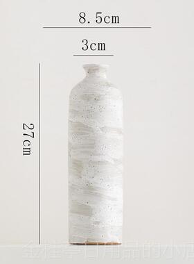 高档覆古创意瓶侘寂风白色陶瓷花玄关厅高级感插花装饰摆件客水陶