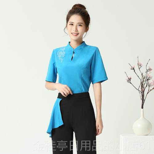 高档养生美容师作服女高级足浴中式足疗工装按摩会美工容院技师套
