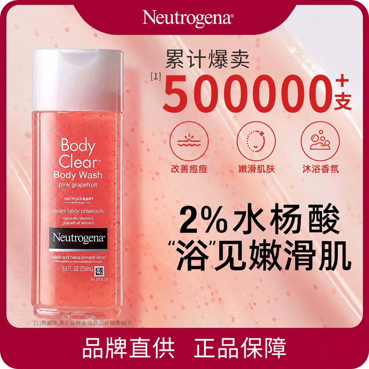 Neutrogena 露得清 抗痘清透葡萄柚沐浴露 8.5 OZ 露得清沐浴露