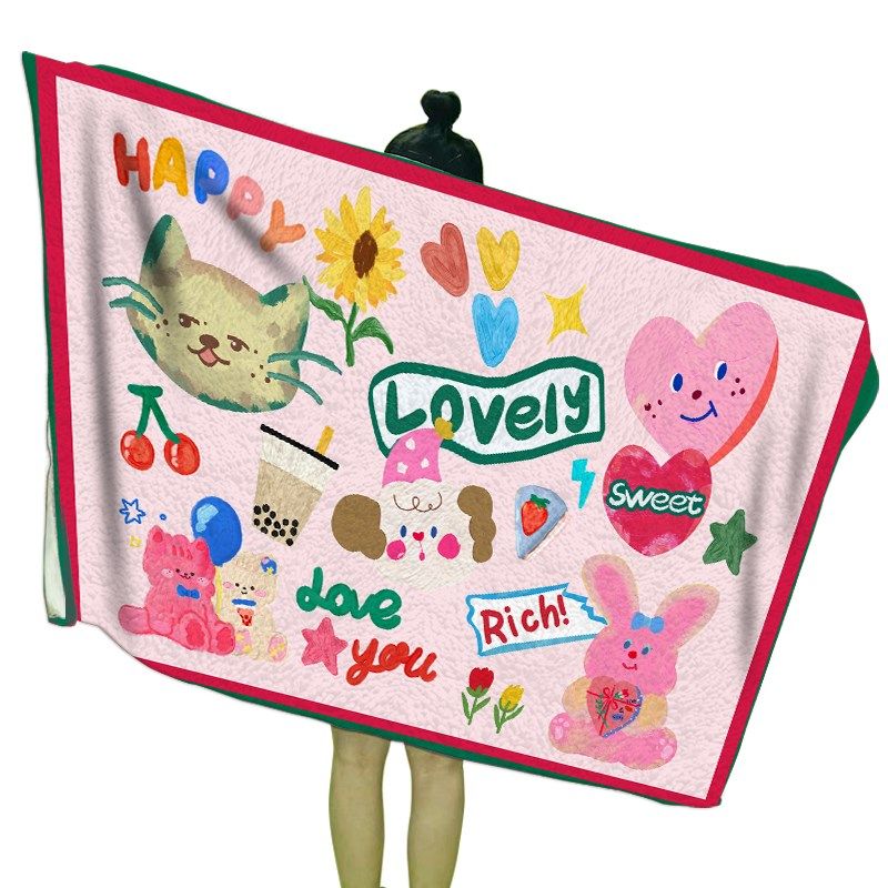 办公室午睡毯法兰绒毛毯披肩毯盖毯沙发空调毯盖腿毯少女粉色兔子,床上用品,休闲毯/毛毯/绒毯,淘宝优惠券,粉丝福利购,淘宝优惠卷