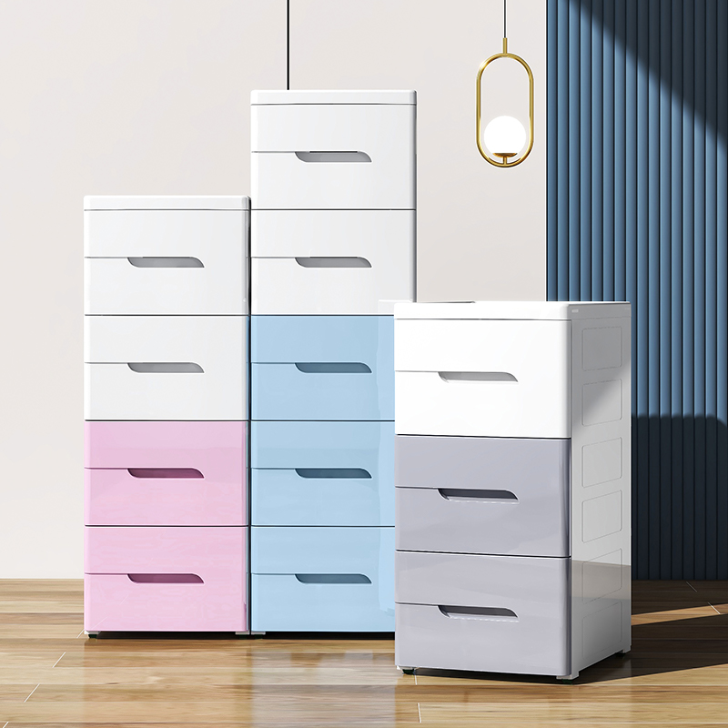 收纳柜抽屉式塑料零食五斗柜床头储物柜子置物家用夹缝浴室收纳架