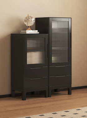 黑色森林实木餐边柜现代简约客厅储物柜电视边角柜置物柜茶水柜