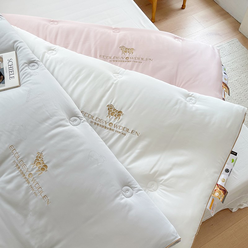 高端80支天丝提花蚕丝羊毛被双人四季春秋被子白加厚冬季保暖被芯