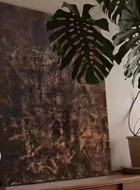 橙色手绘油画侘寂式挂画简约贫血式中世纪装饰画质感画入口客厅抽