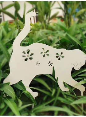 沐子哥庭院铁皮做旧小猫咪花插园艺花园摆件装饰阳台铁艺