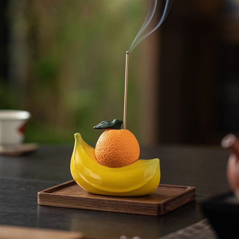 创意陶瓷橙子香蕉线香插香座家用室内檀香沉香香薰炉茶道熏香摆件,家居饰品,香托/香盘/香座/香插,淘宝优惠券,粉丝福利购,淘宝优惠卷