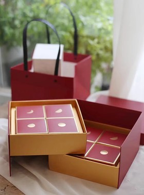 2023红色高档中秋月饼礼盒包装盒冰皮流心礼品盒子8粒10粒装礼盒