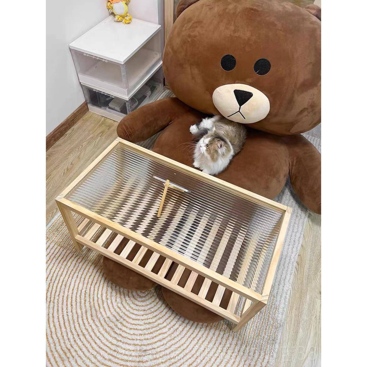 正品木钢化玻璃茶几几小型日式沙发边实创意咖啡桌原木方户形床头