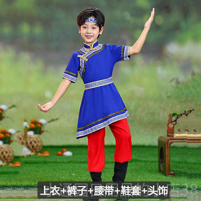 正品舞儿童古服族表演服装筷子白马舞蹈演出服女蒙古族少民族服数