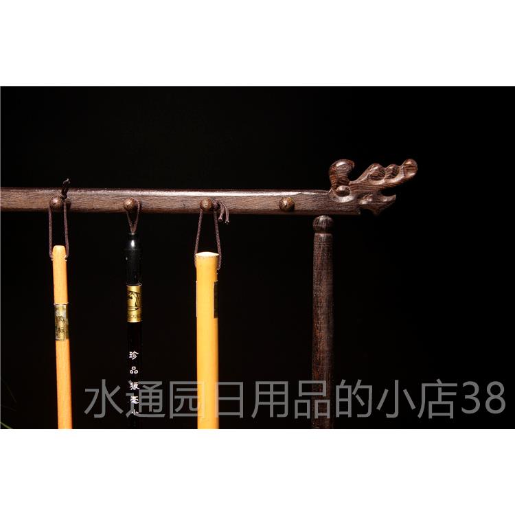 正品精品鸡翅木毛笔架笔挂全手工木砚笔架龙头红挂文房四宝歙包笔