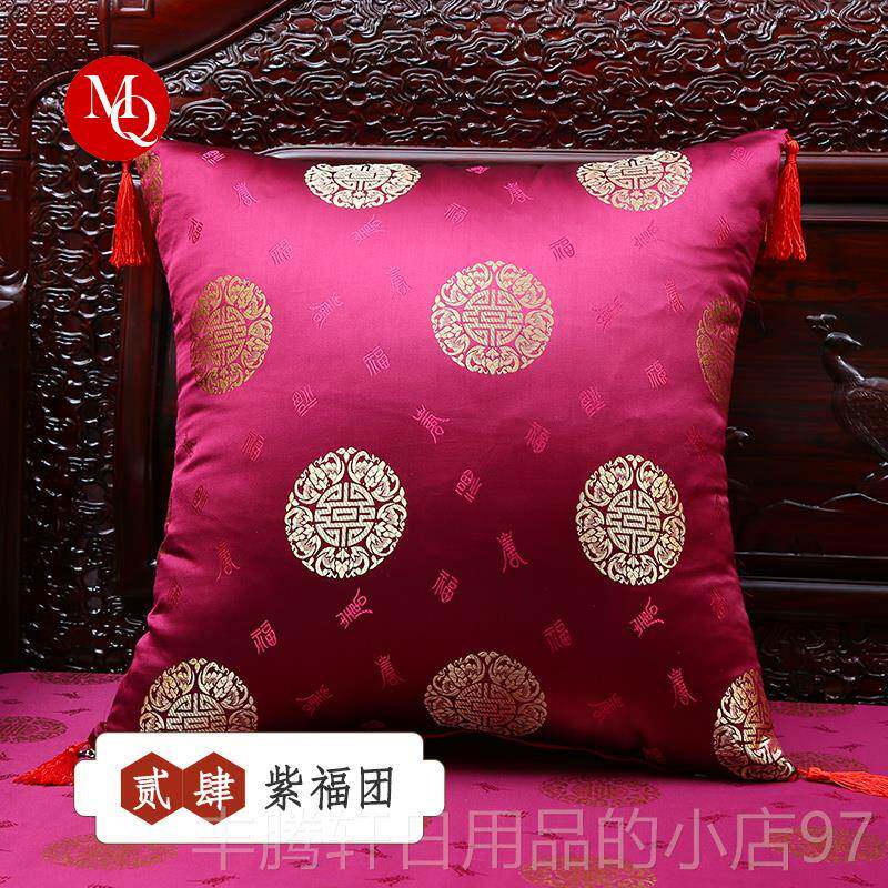 正品新中式抱枕靠中国风客厅古典红大靠枕靠背腰枕套含芯垫木发定