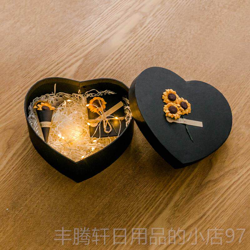 正品情人精节礼品盒心形大号美水果鲜花包装盒生日口红水5香0礼2