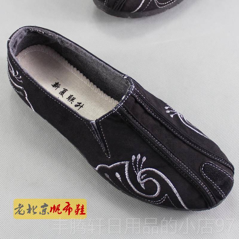 正品包邮冬款老牛北京布鞋男休棉鞋仔布闲 鞋套脚懒人平底绣花舒