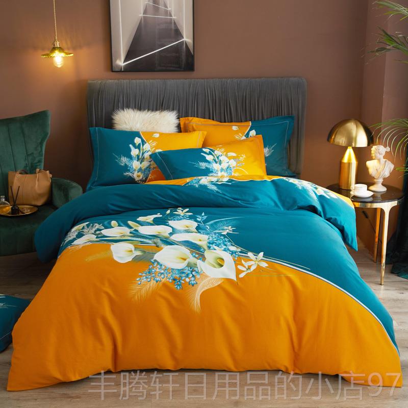 正品高端纯棉加厚100%棉纯拉丝件套套床四被单冬季简易床上用品