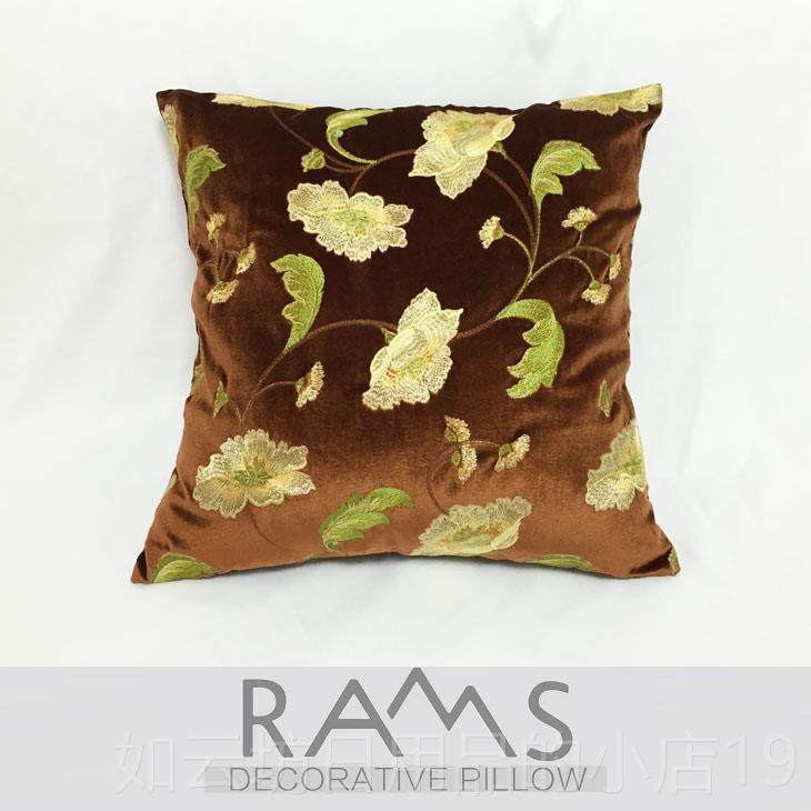 正品简约中床式沙发靠垫抱新古典方枕样板房办公包枕室头大靠刺绣