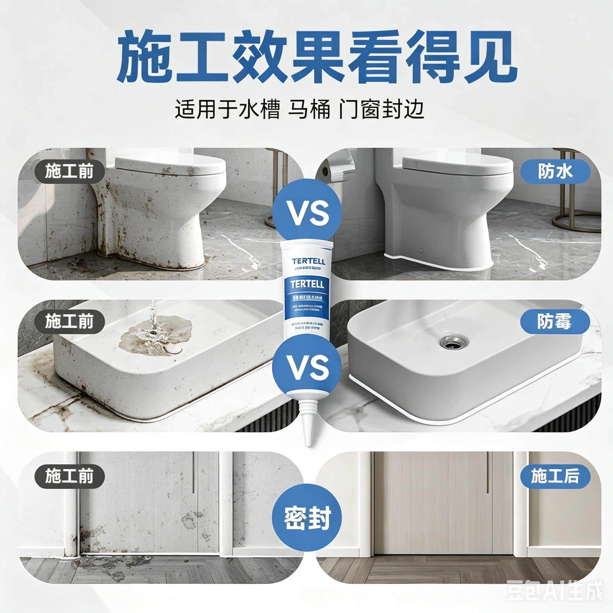 【干霉燥施工型封边胶醇非塑钢泥防水防】美缝马桶门窗无品牌/ZY2