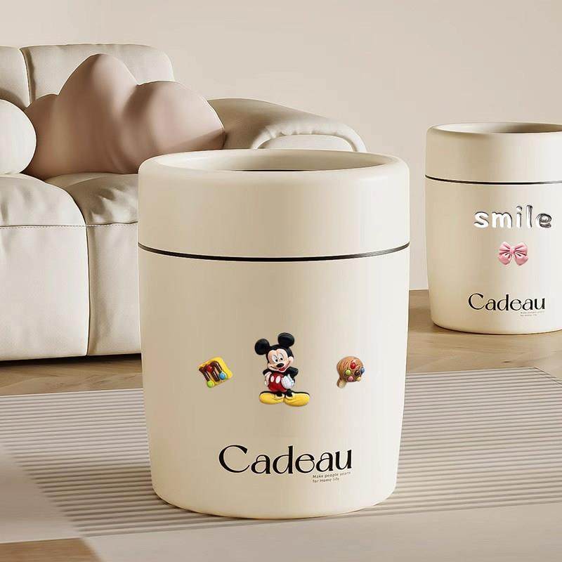 垃圾桶家用2024新款奶油风客厅厨房卧室高颜值大容量轻奢可爱纸篓