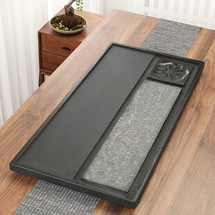 式 茶盘款 3天然乌金石茶盘嵌入式 尺寸定制原石茶桌配件面板