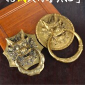 中式 仿古龙头门环铜拉手实木门大门把手古典建筑庭院木门兽头拉环