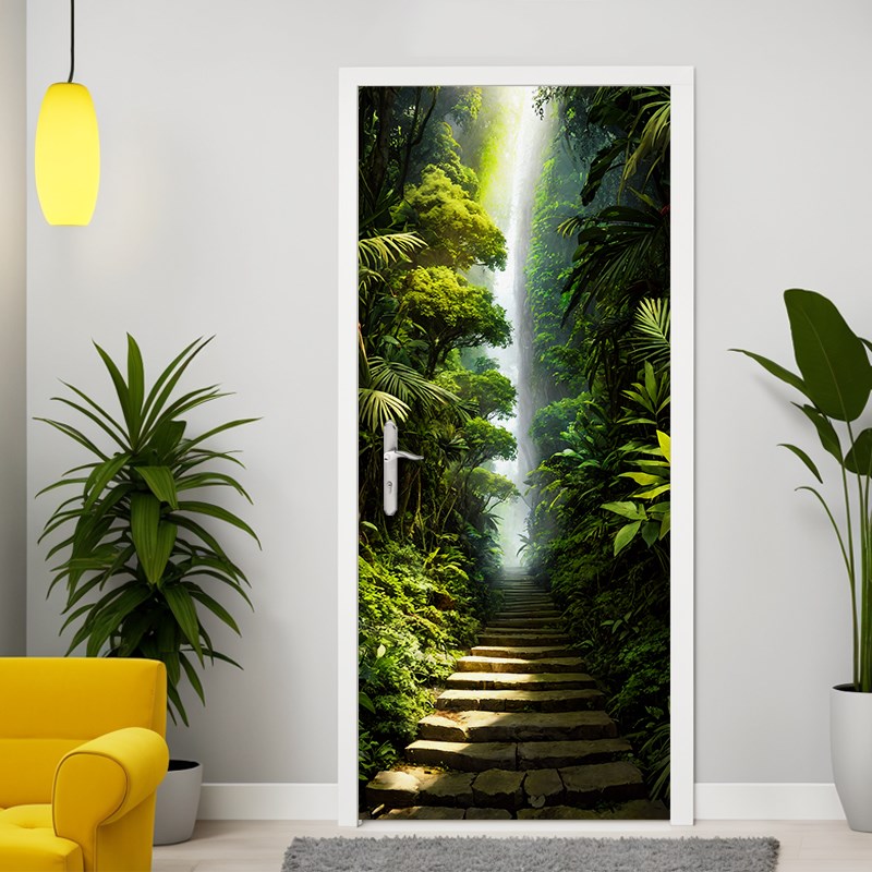 简约3D意境门贴卧室衣柜门翻新遮挡自粘全贴加厚防潮防水墙壁贴画