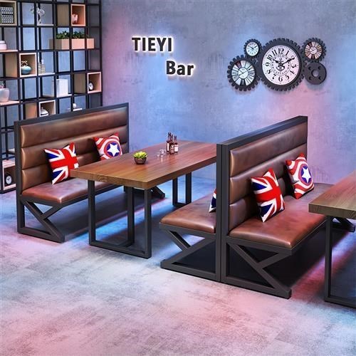 工业风酒吧清吧餐吧西餐厅卡座沙发酒馆火锅烧烤咖啡奶茶店餐桌椅