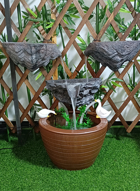石头挂壁流水件庭院花园造景水幕墙水池循环酒店会所隔断景观布置