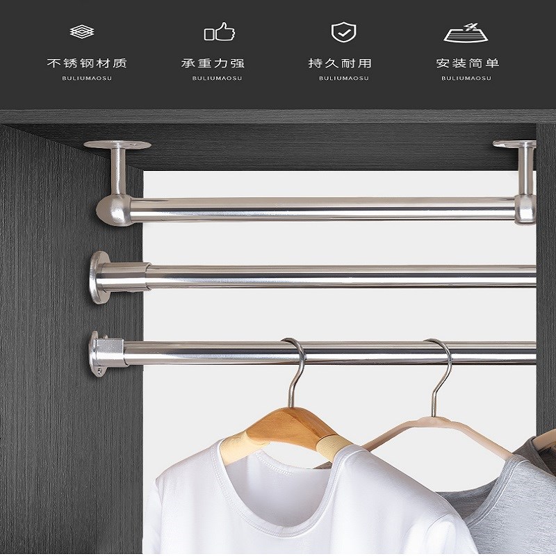 30不锈钢挂衣杆厚mm圆管晾衣杆阳台单杆衣橱衣架挂杆管子一根