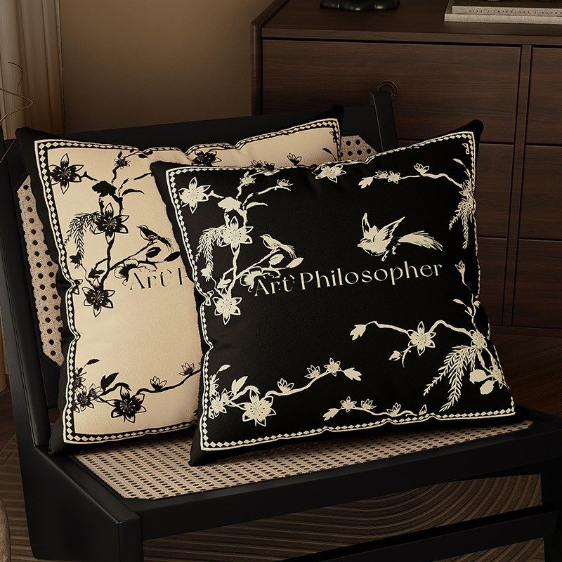 中古风抱枕高级感客厅沙发靠枕腰枕床头飘窗靠背靠垫可拆洗枕套