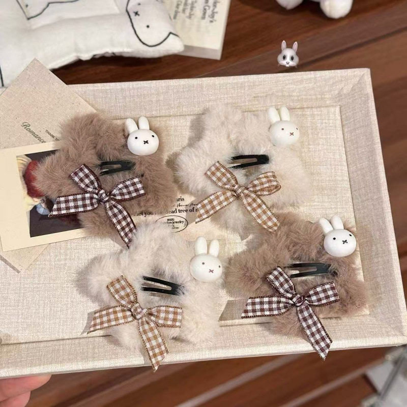 秋冬小兔毛茸茸甜美格子蝴蝶结发夹少女毛绒星星刘海BB五角星新款,饰品/流行首饰/时尚饰品新,民族风发饰,淘宝优惠券,粉丝福利购,淘宝优惠卷
