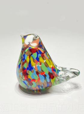 高档创意物璃小摆件可爱动物琉装饰品玻璃小鸟生日礼结面婚礼品桌