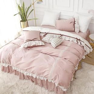 高档全蕾棉丝公主.风四件床套少女纯棉双人被套裙18m床上简约4件