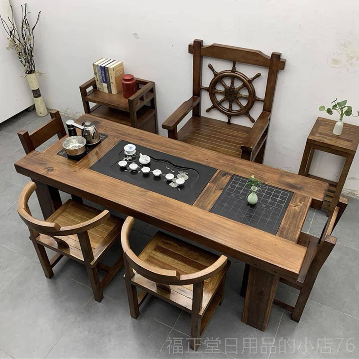 高档木茶几正宗船木茶桌中式老实高端家具小型家用户阳台客厅功夫