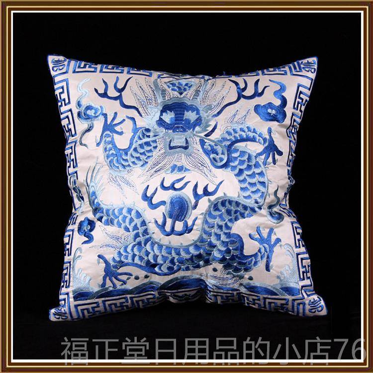 高档国贵州风情整片刺绣凤龙靠垫 中红木套沙发抱枕靠枕四方形枕