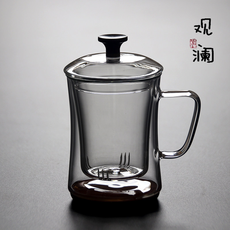 玻璃杯带把盖过滤花茶杯办公室茶杯茶水分离家用泡茶杯男女水杯子
