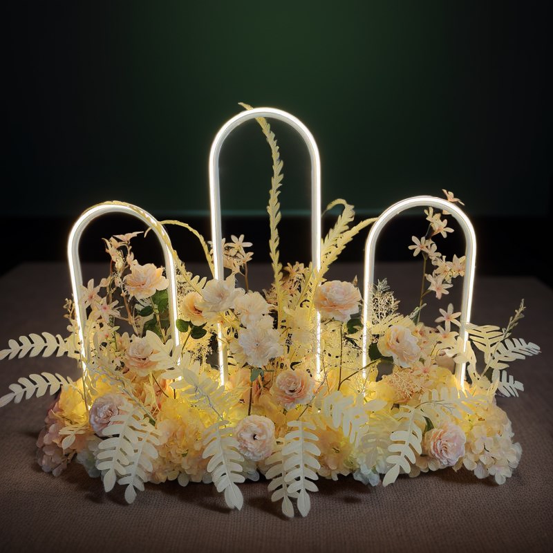 婚庆道具路引爱的n次方铁艺灯光架婚礼舞台绢花路引发光彩虹路引