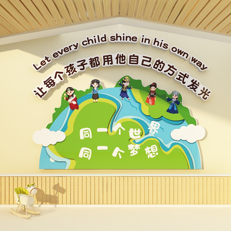 幼儿园环创主题墙面成品托管班文化墙贴装饰走廊大厅形象教室布置