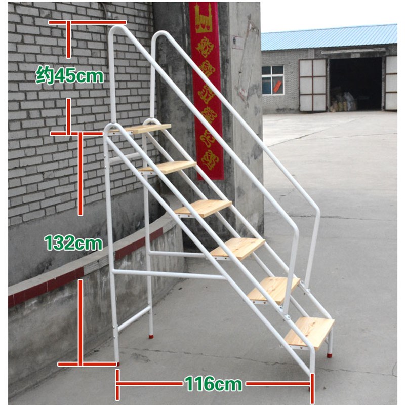 木梯子梯凳木阶梯凳方凳家用铁松木质楼梯登高梯四层单侧梯