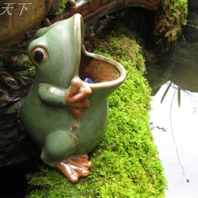 欧式复古陶瓷喷水青蛙流水动物摆件假山盆景庭院景观招财造景装饰